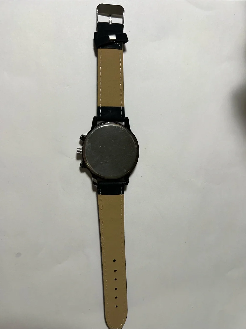 Classic Men's Black and Tan Leather Strap Watch - Unbranded